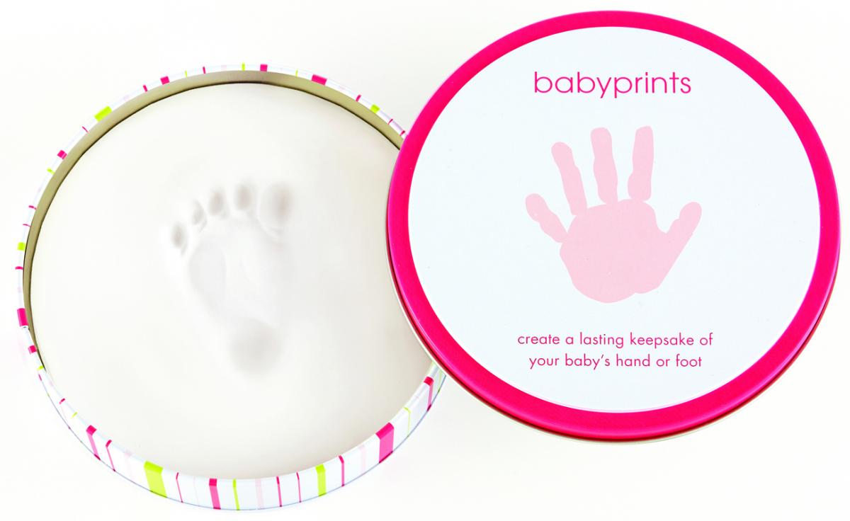 Babyprints hand och fotavtryck i plåtburk (Rosa)