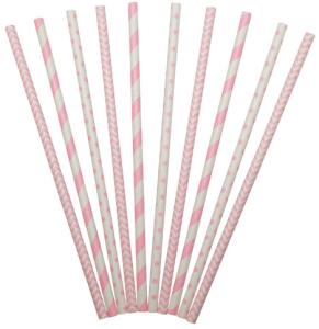 Sugrör i papper rosa mix, 24p | Doppresenter.se