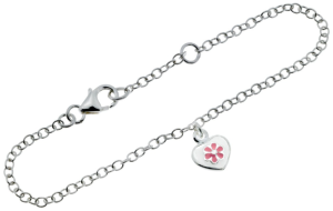 Silverarmband, Hjärta med blomma, 17cm | Doppresenter.se