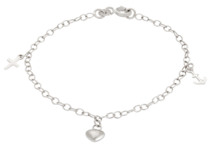 Silverarmband, tro hopp och kärlek, 17cm | Doppresenter.se