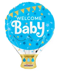 Folieballong Welcome Baby, Bl&aring; | Doppresenter.se