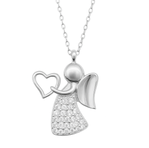 Silverhalsband 42cm med ängel | Doppresenter.se