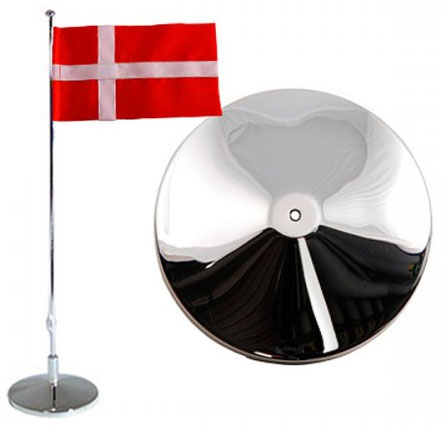 Flaggstång nysilver, Dansk flagga, 42cm | Doppresenter.se