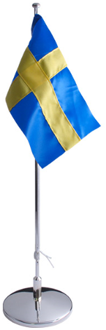 Flaggstång nysilver, svensk flagga, 42cm | Doppresenter.se