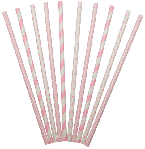 Sugrör i papper rosa mix, 24p | Doppresenter.se