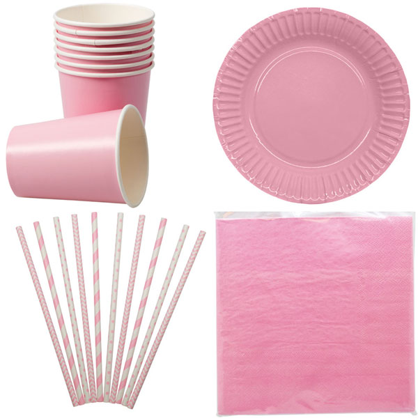 Paket rosa dukning fr 8 personer | Doppresenter.se