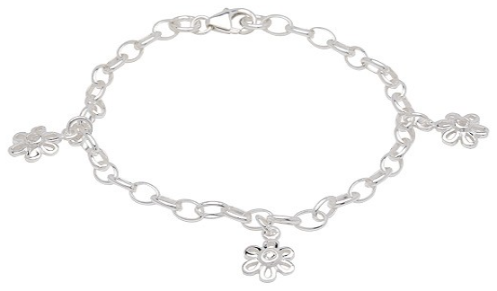 Silverarmband blommor med Zirkoniasten, 17cm | Doppresenter.se