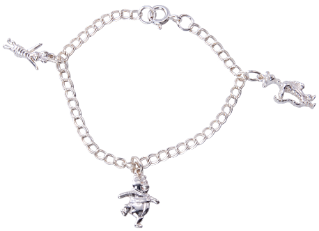 Silverarmband Nalle Puh, tre berlocker, äkta silver | Doppresenter.se