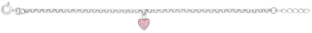Silverarmband med rosa hjärta, 17cm