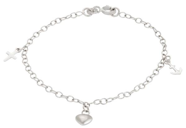 Silverarmband, tro hopp och kärlek, 17cm | Doppresenter.se