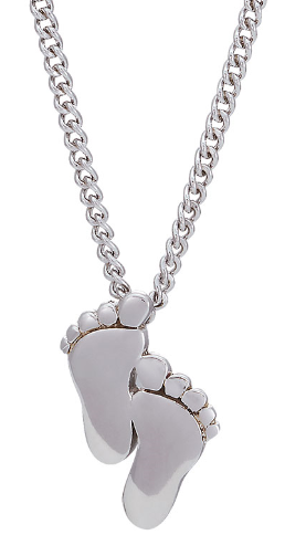 Silverhalsband med bebisfötter, 38cm | Doppresenter.se