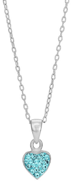 Silverhalsband med bltt hjrta, 38cm | Doppresenter.se